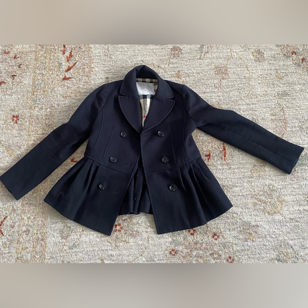 Burberry wool black skirted pea coat size 10Y